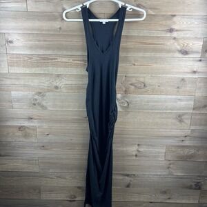 James Perse Standard Womens Dress Sleeveless Ruched Black Minimalist Medium 2